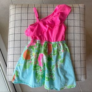 Lilly Pulitzer One Shoulder Ruffle Dress Toddler XS 2T-3T